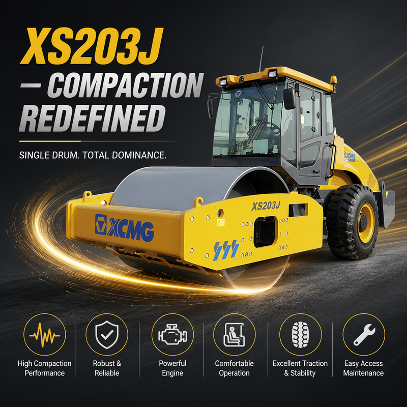 XS203J Enkele Trommel Vibratieroller 20 Ton | Shangchai Motor Wegenbouwmachine voor Snelweg Dam Vliegveld Constructie