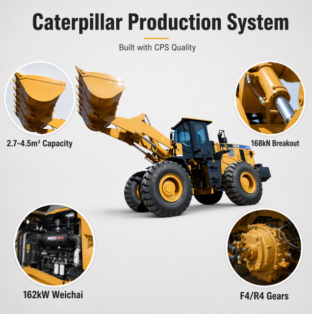 Heavy Duty Construction Wheel Loader, veilig ontwerp, eenvoudig onderhoud Front End Loader voor het bouwen van mijnbouwwerken