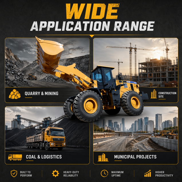 Heavy Duty Construction Wheel Loader, veilig ontwerp, eenvoudig onderhoud Front End Loader voor het bouwen van mijnbouwwerken