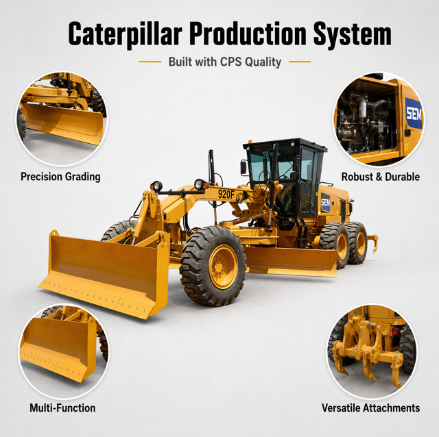SEM920F F-Serie Tier 2 Motorgrader, SDEC Motor PPPC Load-sensing Hydraulische Weggrader
