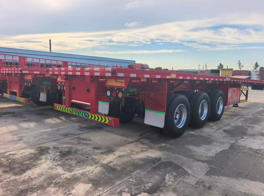 Fabriek Custom 12,5 meter 3-assige rechte balk platbed half-trailer zware container vracht transport trailer te koop