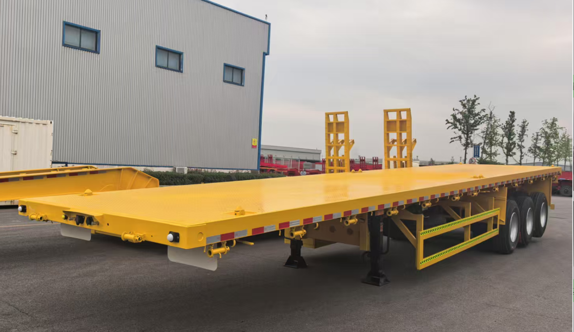 Fabriek Custom 12,5 meter 3-assige rechte balk platbed half-trailer zware container vracht transport trailer te koop